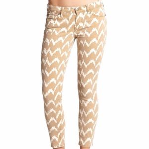 7 For All Mankind Chevron Printed Skinny Tan Jeans